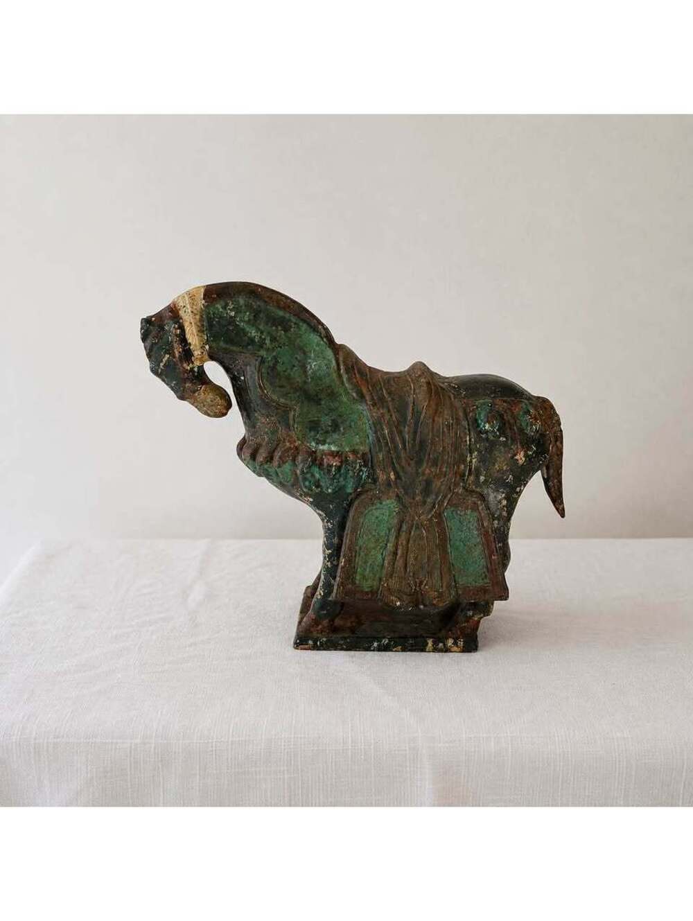 Vintage Chinese Tang Style Pottery Horse Sancai Style Glaze Estate Decor 11”